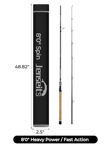 8Ft Spinning Fishing Rod (8'0"-Heavy-Fast-Black)