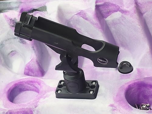 New Upgrade 360 Degrees MiniPort Fishing Rod Holder with Mini Rod Holder (Rectangle Base and Fishing Rod Socket)