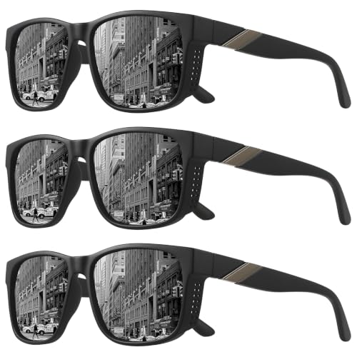 Polarized Sunglasses for Men Women (3pack Black/Black/Black)