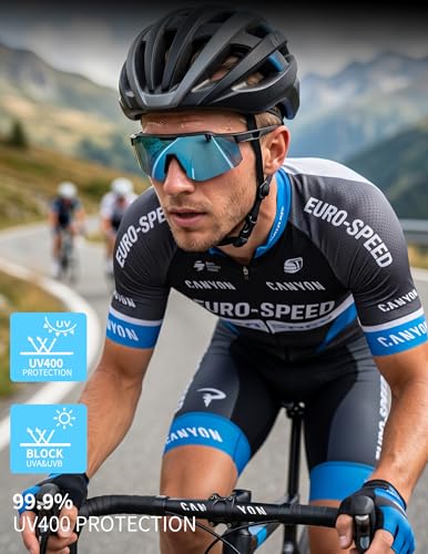 Cycling Sunglasses for Men Women (Black Blue)