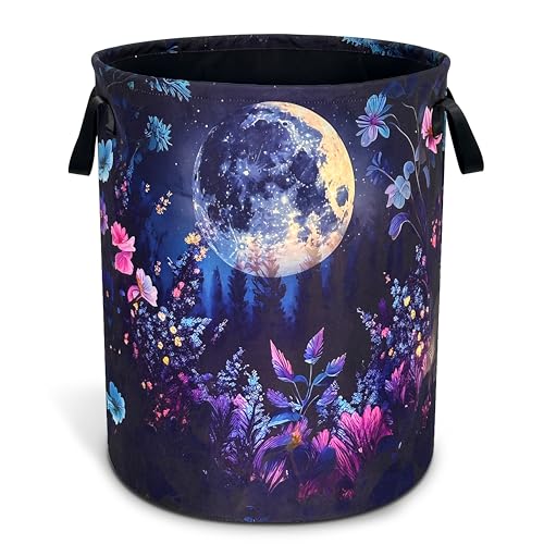 Night Sun Stars Moon Laundry Basket Foldable Oxford Cloth 18.9 x 16.5 Inch