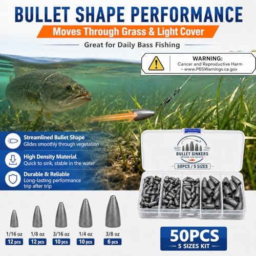 50PCS Bullet Weights (50 Pcs / 5 Size)