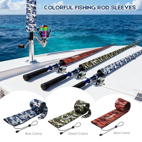 Neoprene Fishing Rod Sleeve Rod Sleeves Fishing Pole Sleeve Rod Socks for Fishing Poles Rod Cover Rod Protector Durable for Casting Spinning Trolling Sea Fishing Rod Storage