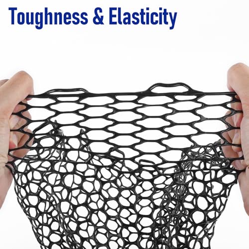 Fishing Landing Net Replacement Rubber Fishing Net Without Handle Foldable Mesh Netting for Freshwater Saltwater White Diameter 13.8" White (White / B-35.43'' Girth(13.78'' Dia, 7*3.9" Depth))