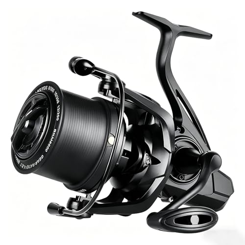 Heavy Duty Spinning Reel Metal Body with CNC Machined Spool 55LB Max Drag 6+1 Bearings Ultra Smooth 4.8 (BKM8000 / Large)