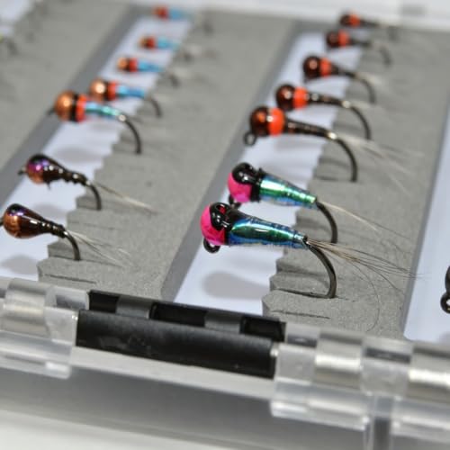 36pcs Perdigon Nymph Flies Assortment for Trout Fishing (36 Premium Perdigon)