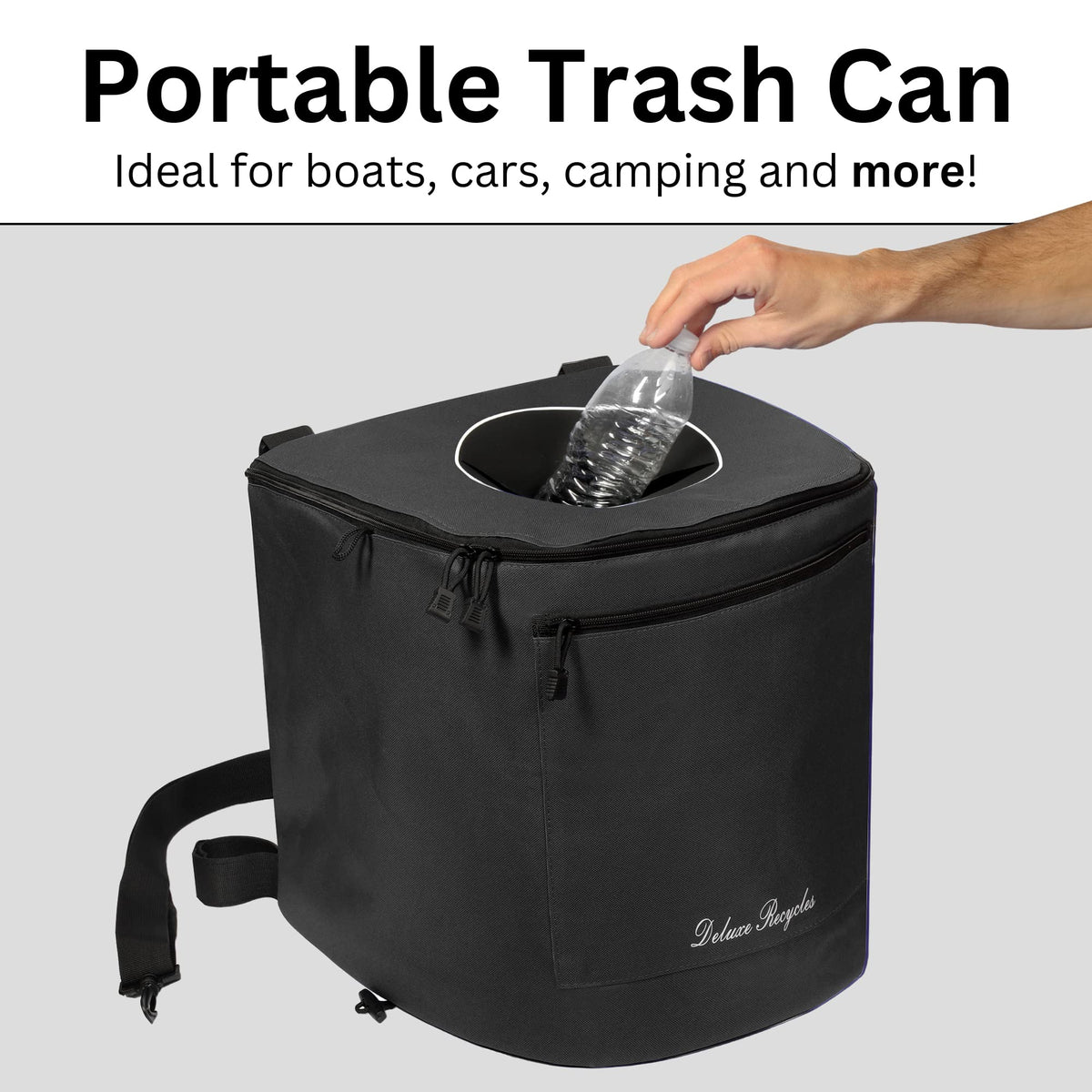 Collapsible Trash Can for Boating and Camping (Black)