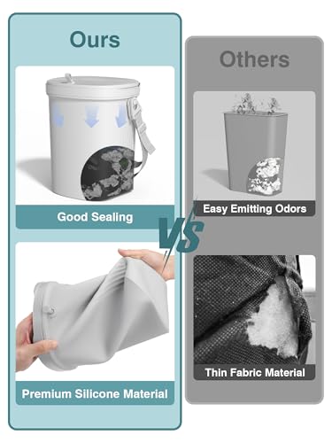 Soft Silicone Car Trash Can 1.9 Gallon with Leakproof Design (Grey)