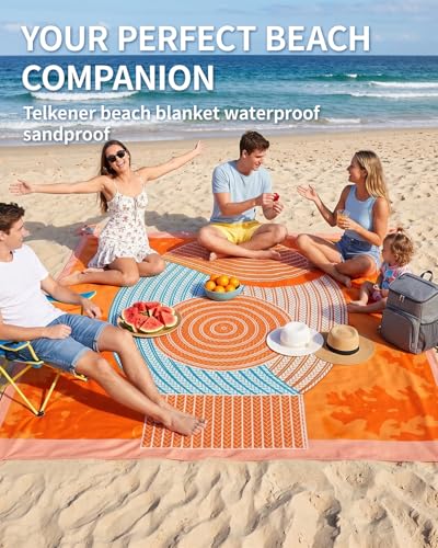 Beach Blanket Waterproof Sandproof 83x79IN (Orange / 79" X 83"（1-4person）)