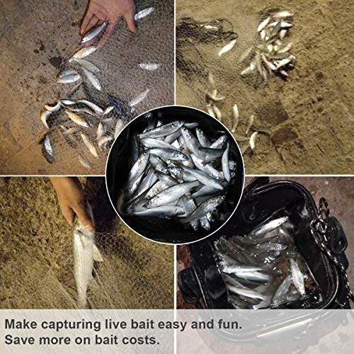 3 8 Saltwater Fishing Cast Net for Bait Trap with Lead Heavy Sinkers Fish Throw Net. Size 3ft (3FT (90cm) Radius / Lead Sinkers-3/8mesh-0.3mm Mono)