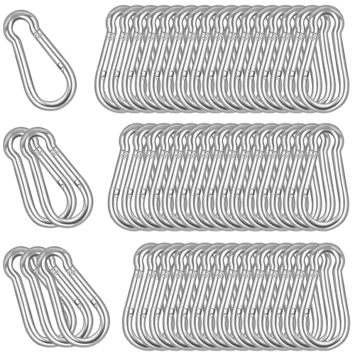 60PCS M6 Heavy Duty Carabiner Clip (Silver / 60PCS-M6)