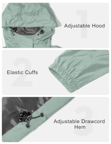 Women's Packable Rain Jacket Dusty Sage Green L (Large / Dusty Sage Green)