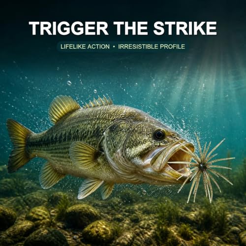 Urchin Baits for Bass Fishing (B-Pumpkin green / 3.5in-20pcs)