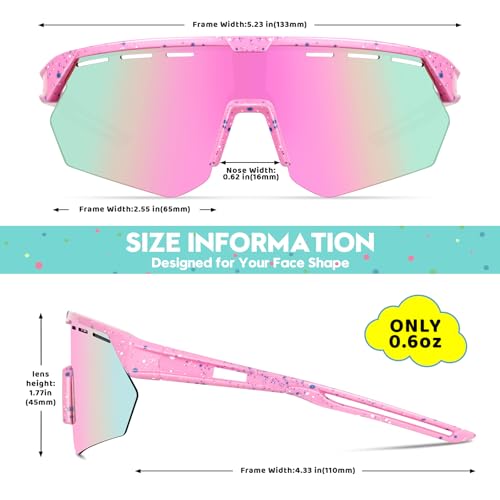 Kids Sunglasses Youth Baseball Sun Glasses for Boys Girls Cycling Sports UV400 Protection Goggles Ages 3 (2pack-red+pink)