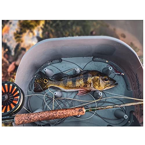 Fly Line Basket Authentic Danish Fisker Design Fishing Stripping Basket Ergonomic Smooth Curved Super Light Line Tangles with Silicone Spike for Line Tray (Grey)
