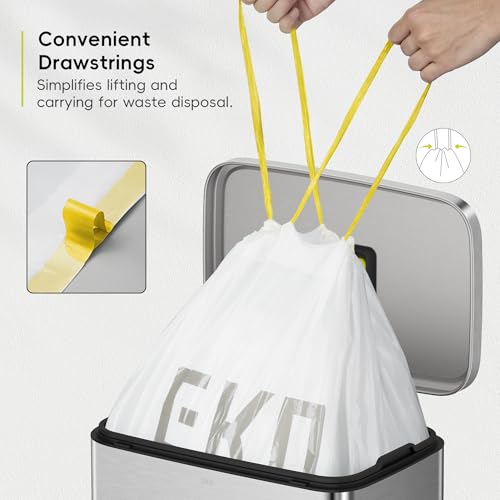 13 Gallon / 40-60 Liter,110 Count Drawstring Trash Bags, Extra-Strong Unscented Garbage Bags, Easy-Dispense Roll for Kitchen & Household Use, Resists Tears, Leaks and Punctures, Code F, White (110 Count (Pack of 1) / 13 Gallon Bags/Code F)