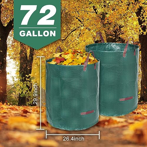 72 Gallon 3 Pack Reusable Yard Waste Bags for Lawn & Garden (Green-72 Gallons)