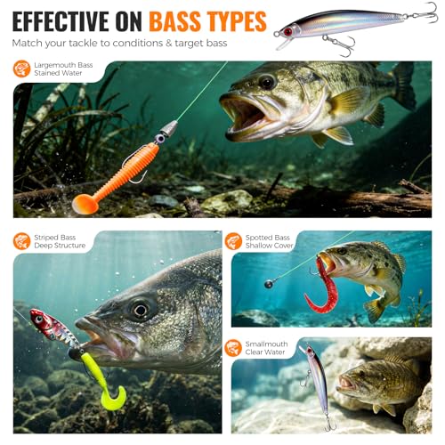 Bass Fishing Lures Tackle Box Kit for All Water (Green 307 PCS Bass Box)