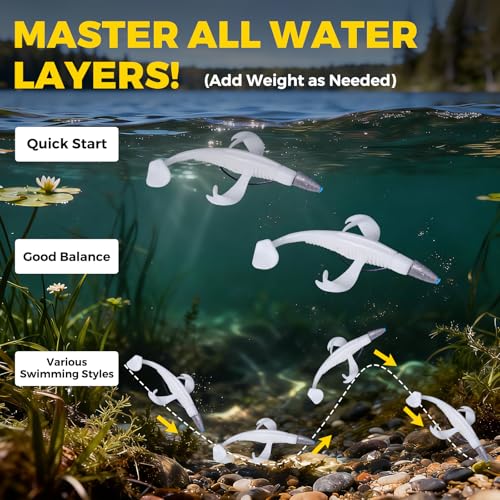 Paddle Tail Swim Baits (White Pearl(30pcs))