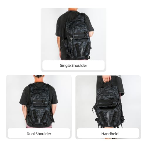 Fishing Backpack with Rod Holder (Black Camo)