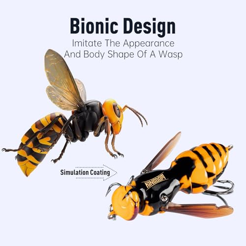 3pcs Wasp Crawler Lure Most Realistic Topwater Fishing Lures for Bass (Set3 / 1.89in/0.23oz)