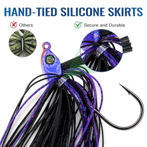 4 Pack Weedless Swim Jigs for Bass Fishing