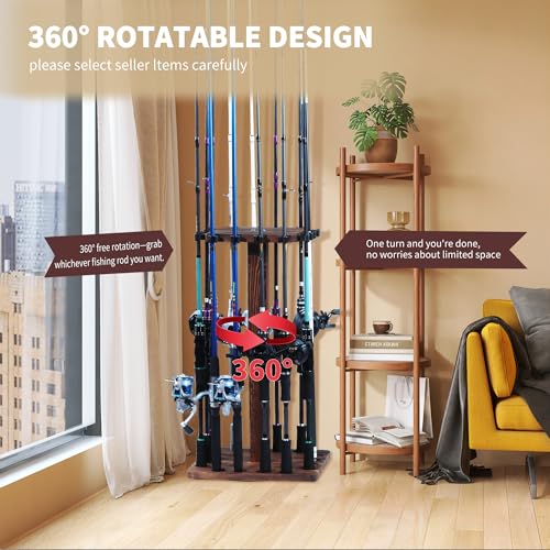 360° Rotating Fishing Rod Holder (Square / Brown)