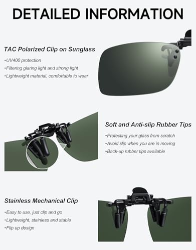 Polarized Clip on Sunglasses for Prescription Glasses Men Women UV400 Flip Up Sun Glasses for Driving Reading Fishing