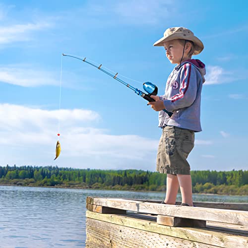 Kids Fishing Pole with Spincast Reel Telescopic Fishing Rod Combo Full Kits for Boys (Blue / 4FT / 1.2M)