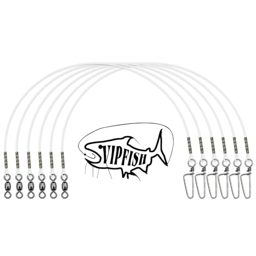 Fishing Fluorocarbon Leader with Crane Swivel and Snaps (20LB, 8" / Clear Fluoro Leader(6Pack))