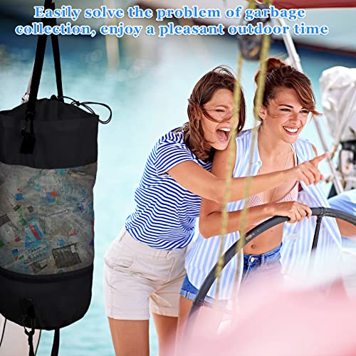 Boat Trash Bag Garbage Can Collapsible Mesh Trash Container (Black / Classic Style)