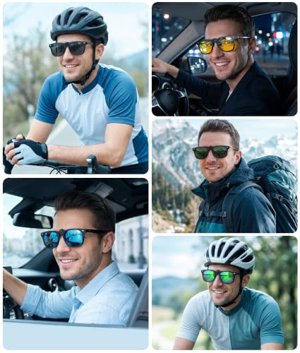 Polarized Clip On Sunglasses for Men Women (3pack-black+blue+dark Green)