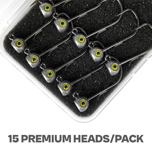 15 Pack Fish Eye Ned Rig Jig Heads with Welded Wire Bait Keeper