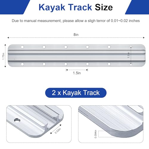Kayak Track Kayak Rail Accessories Mount for Fishing Rod (12 In)
