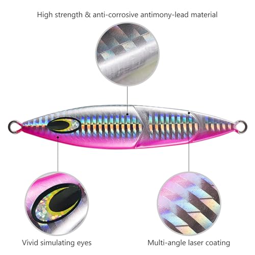 Vertical Jigs Luminous Slow Jigging Lure for Saltwater Freshwater Fishing (60 grams (2-1/8 oz))