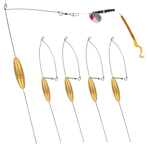 5 Pack Bottom Bouncer for Walleye Rigs Trolling Fishing Weight (Golden / 3oz-5PCS)