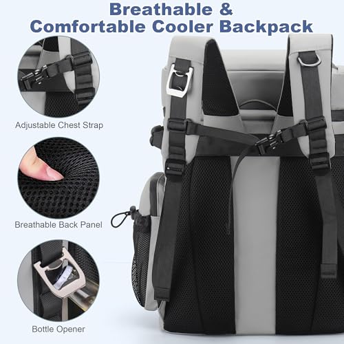 48 Can Large Insulated Cooler Backpack (Grey)