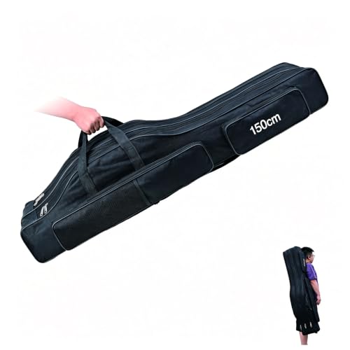 Fishing Bag 3 Layers Fishing Pole Bag (Black / 150cm/59")