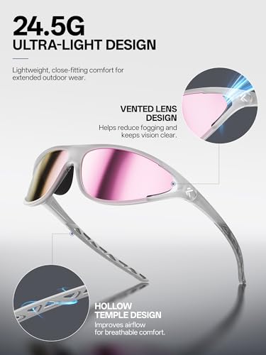 Polarized Sports Sunglasses for Men Women (06 Pink)