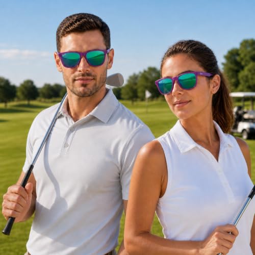 Polarized Golf Sunglasses and Hiking Sunglasses for Men Women (Purple / Green Mirror)