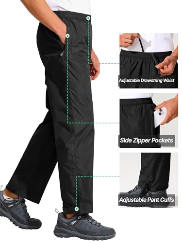 Mens Waterproof Pants Rain Over Pant (34W x 30L / Black)