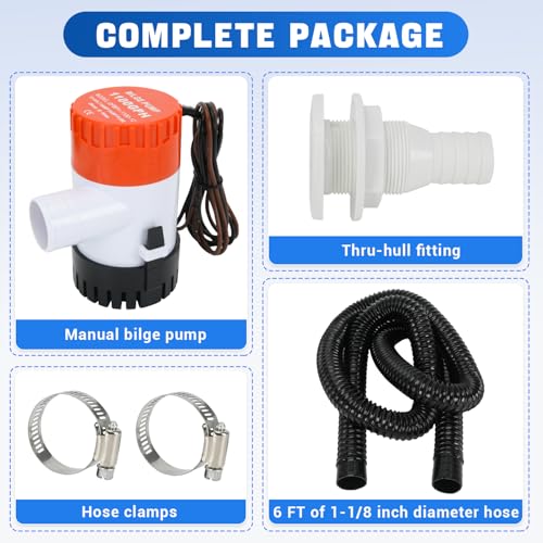 1100GPH 12V Boat Bilge Pumping Kit