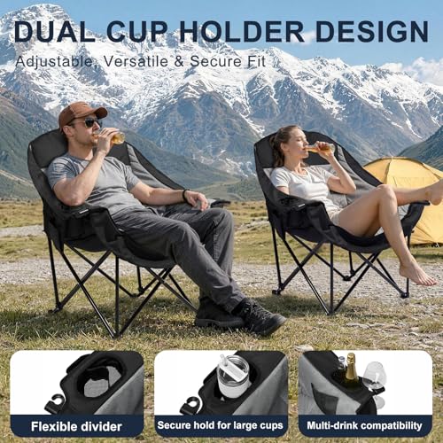 Oversized Camping Chairs 2 Pack (Grey-2 Pack)