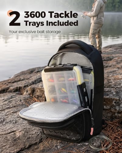 Fishing Tackle Bag (Black-pink(2 Tackle Boxes Included) / 14.1 X 8.7 X 5.7 inches)
