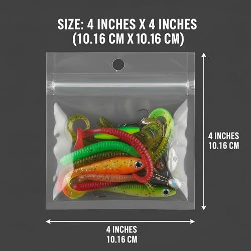 100 Pack Soft Plastic Baits Bags 4”x4" (4” x 4")