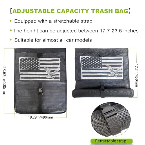 Universal ATV UTV Trash Sack Storage Bag Trash Sack Mesh Large Trash Bag Boat Trash Bag Portable Boat Trash Can Sandbar RV or Camping (American Flag)