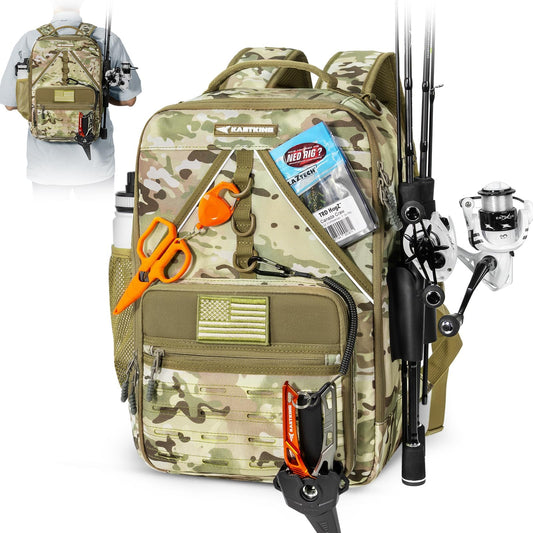 KastMate Fishing Backpack With 2 Rod Holders (D: Khaki Camo)