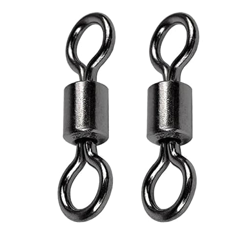 AMSYPORTS High Strength Fishing Swivel Connector Saltwater Freshwater Barrel Swivels Rolling Heavy Duty Swivels Fishing Copper Black Nickel (Size1 (105lb) 50 pcs)