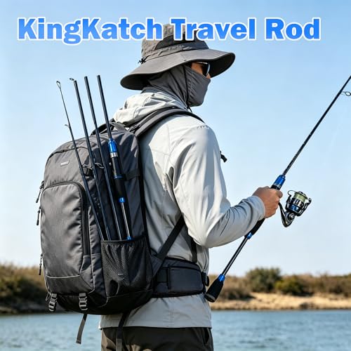 4 Piece Carbon Travel Fishing Rod (BLUE/black / D-BLUE-SPIN7')