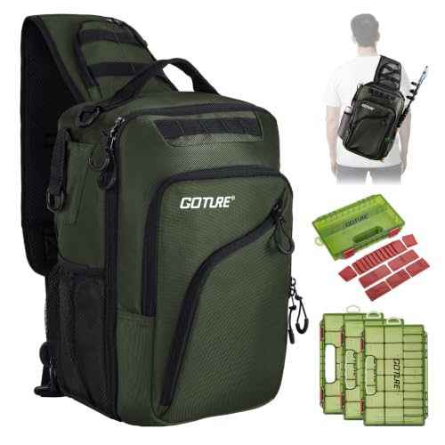 Green Tactical Fishing Bag with 3 Trays (Green / 1680d Double-strand Pu Backpack + (3)3600 Trays)